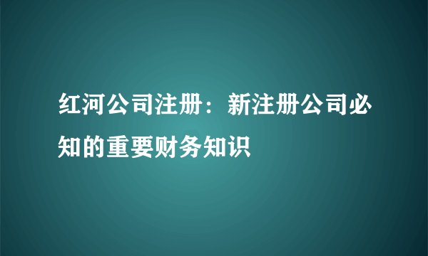 红河公司注册：新注册公司必知的重要财务知识