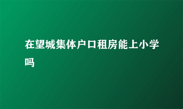 在望城集体户口租房能上小学吗