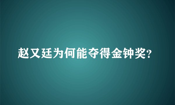 赵又廷为何能夺得金钟奖？
