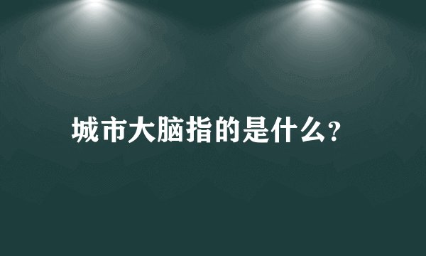 城市大脑指的是什么？