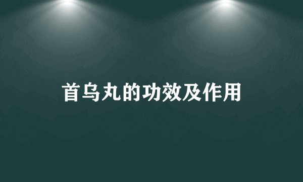 首乌丸的功效及作用