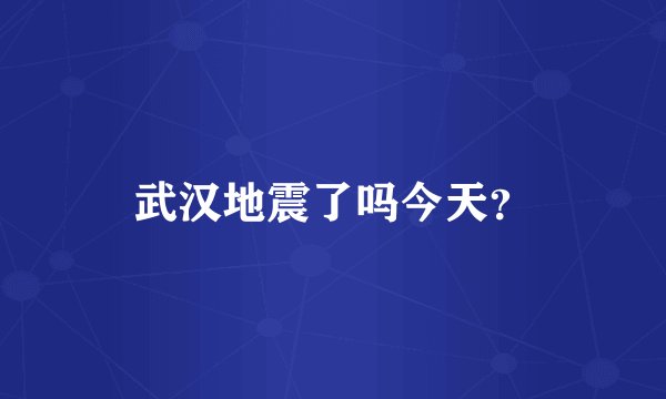 武汉地震了吗今天？