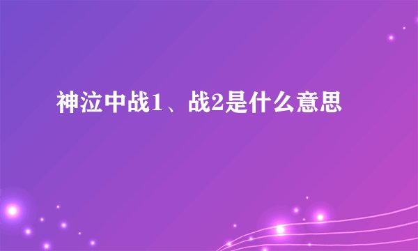 神泣中战1、战2是什么意思