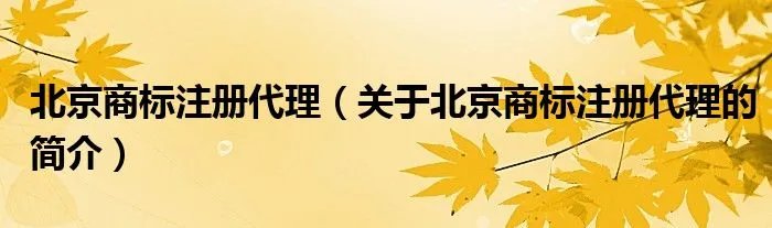 北京商标注册代理（关于北京商标注册代理的简介）