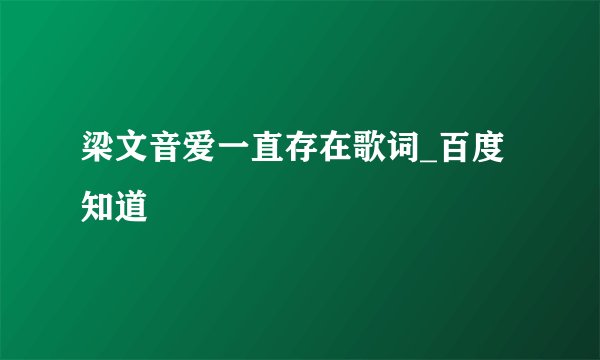 梁文音爱一直存在歌词_百度知道