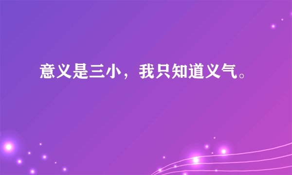意义是三小，我只知道义气。
