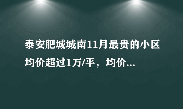 泰安肥城城南11月最贵的小区均价超过1万/平,均价8321元/平