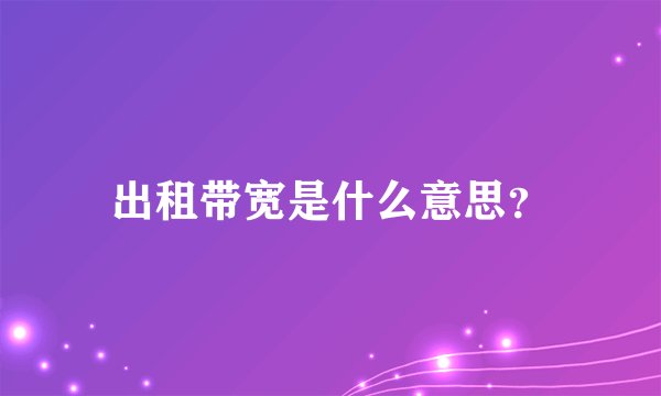 出租带宽是什么意思？