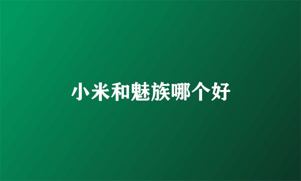 小米和魅族哪个好