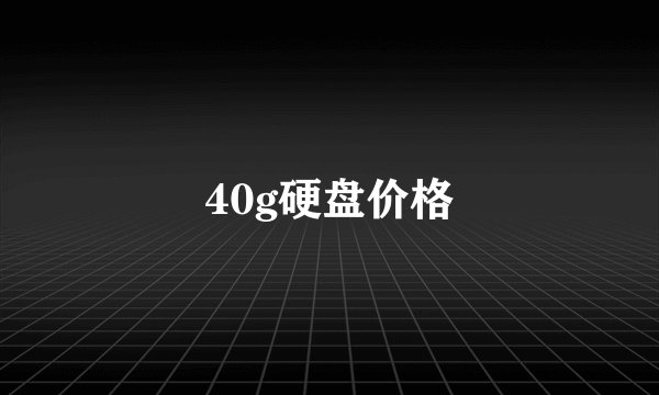 40g硬盘价格