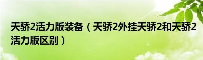 天骄2活力版装备（天骄2外挂天骄2和天骄2活力版区别）