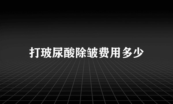 打玻尿酸除皱费用多少