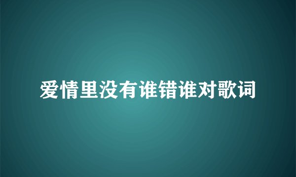 爱情里没有谁错谁对歌词