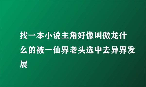 找一本小说主角好像叫傲龙什么的被一仙界老头选中去异界发展