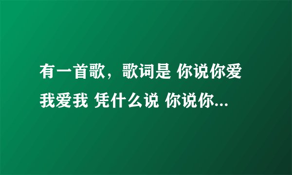 有一首歌，歌词是 你说你爱我爱我 凭什么说 你说你想我想我想得都快要疯了 ，这首歌的