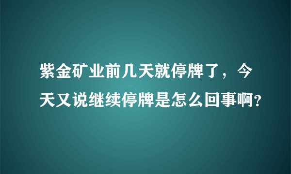 紫金矿业前几天就停牌了,今天又说继续停牌是怎么回事啊?