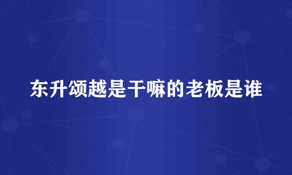 东升颂越是干嘛的老板是谁