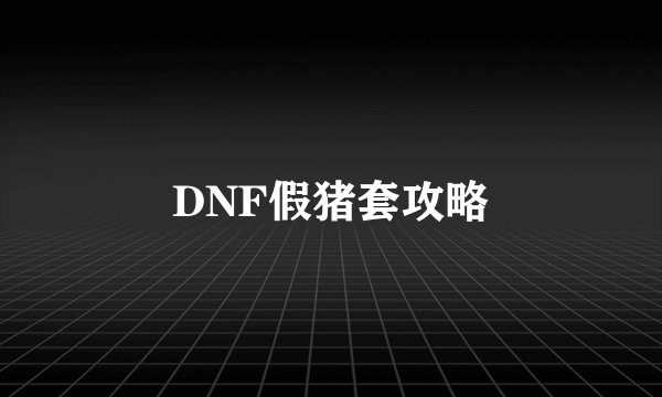 DNF假猪套攻略