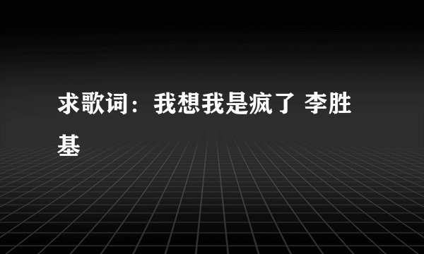 求歌词:我想我是疯了 李胜基