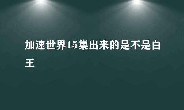 加速世界15集出来的是不是白王