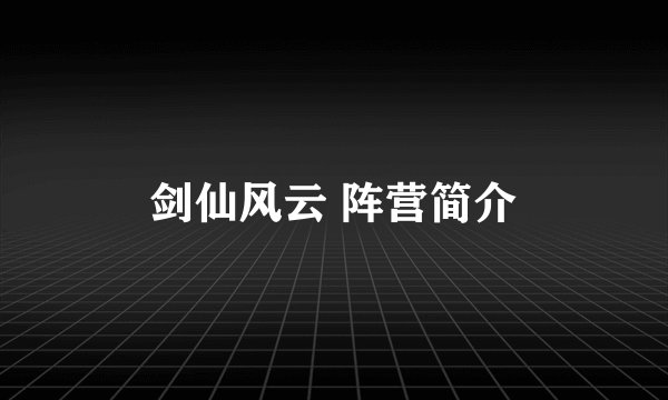 剑仙风云 阵营简介