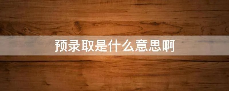 预录取是什么意思啊