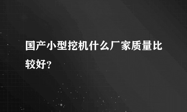 国产小型挖机什么厂家质量比较好？