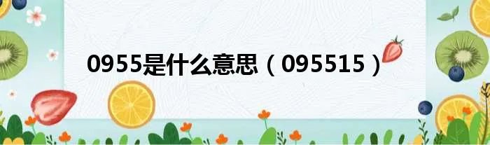 0955是什么意思(095515)