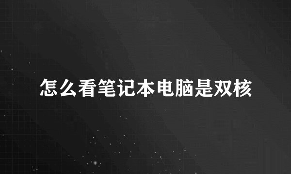 怎么看笔记本电脑是双核