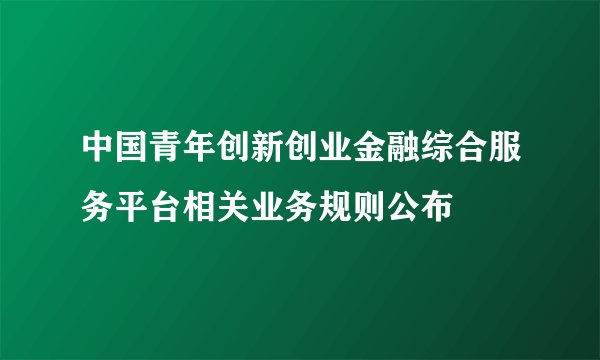 中国青年创新创业金融综合服务平台相关业务规则公布
