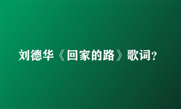 刘德华《回家的路》歌词？