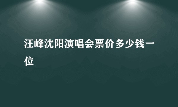 汪峰沈阳演唱会票价多少钱一位