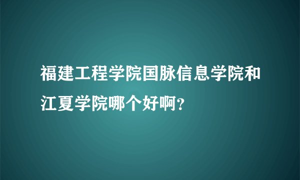 福建工程学院国脉信息学院和江夏学院哪个好啊？