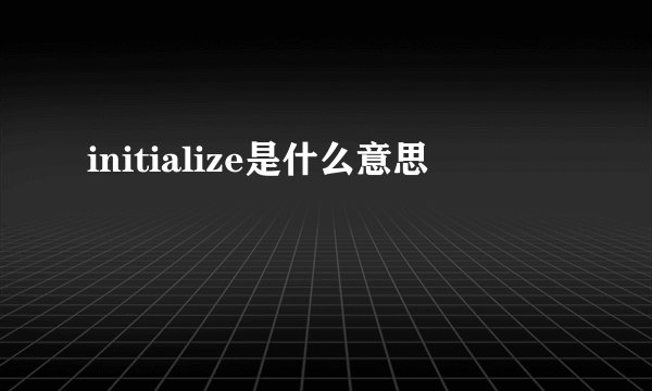 initialize是什么意思