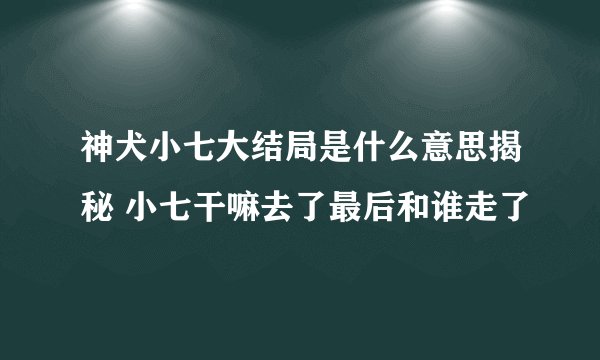 神犬小七大结局是什么意思揭秘 小七干嘛去了最后和谁走了