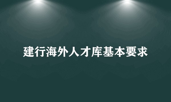 建行海外人才库基本要求
