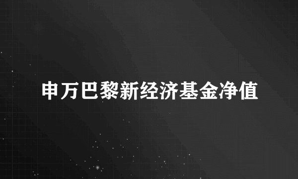 申万巴黎新经济基金净值