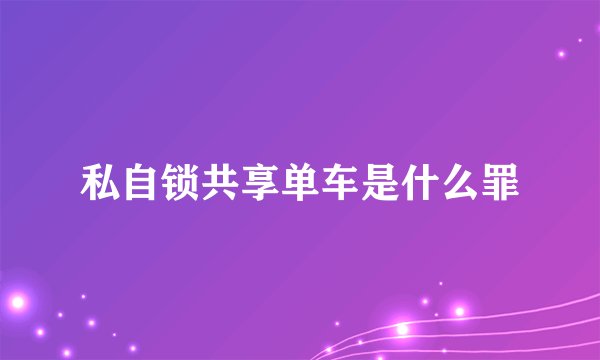 私自锁共享单车是什么罪