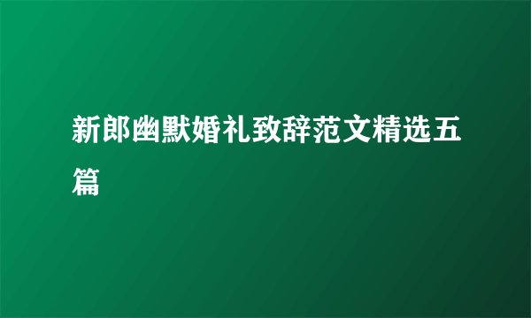 新郎幽默婚礼致辞范文精选五篇