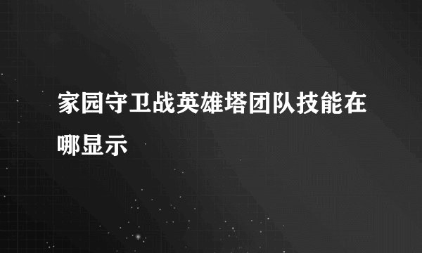 家园守卫战英雄塔团队技能在哪显示