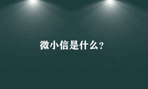 微小信是什么？