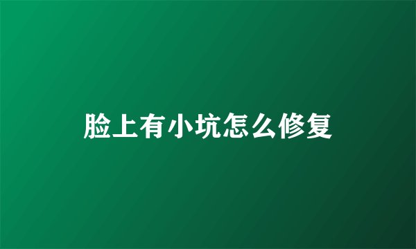 脸上有小坑怎么修复