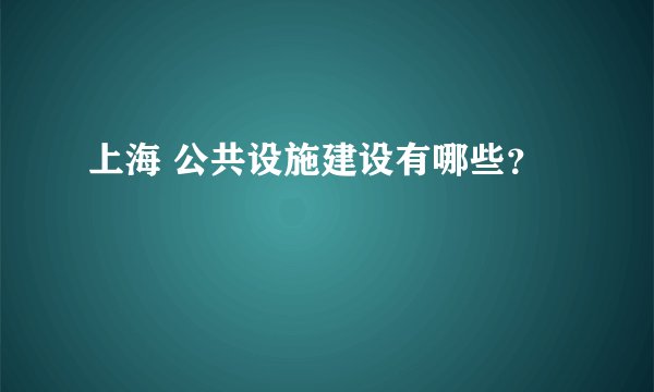 上海 公共设施建设有哪些？