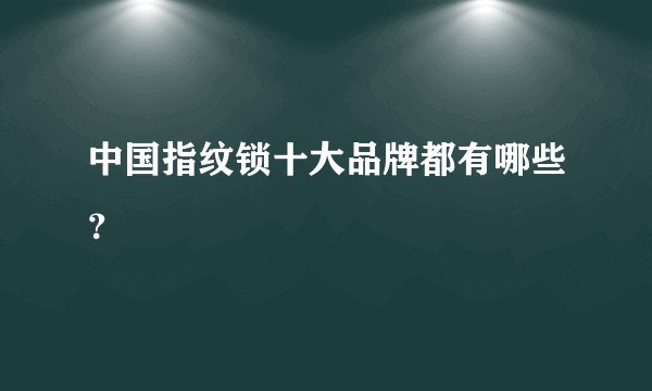 中国指纹锁十大品牌都有哪些？
