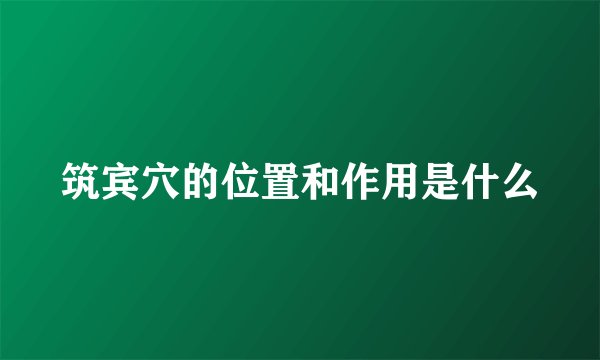 筑宾穴的位置和作用是什么