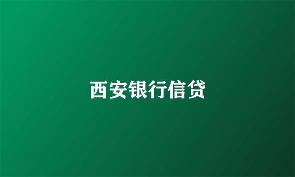 西安银行信贷
