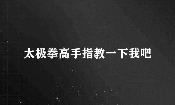 太极拳高手指教一下我吧