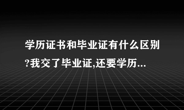 学历证书和毕业证有什么区别?我交了毕业证,还要学历证.为什么单位两者都要呢?