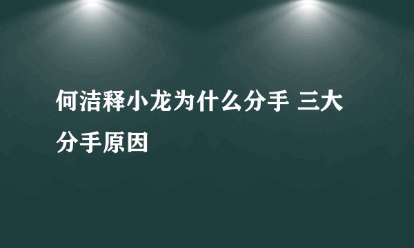 何洁释小龙为什么分手 三大分手原因