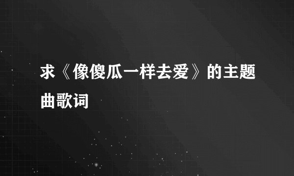 求《像傻瓜一样去爱》的主题曲歌词